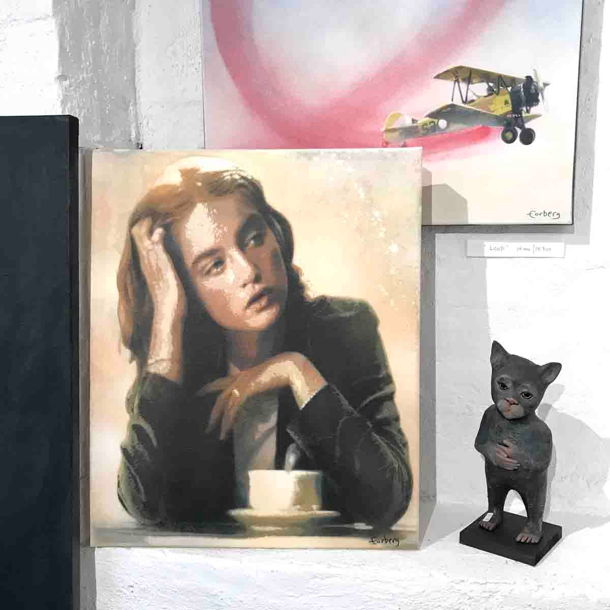 Kaffe, 60x50 spray/stensil/maleri