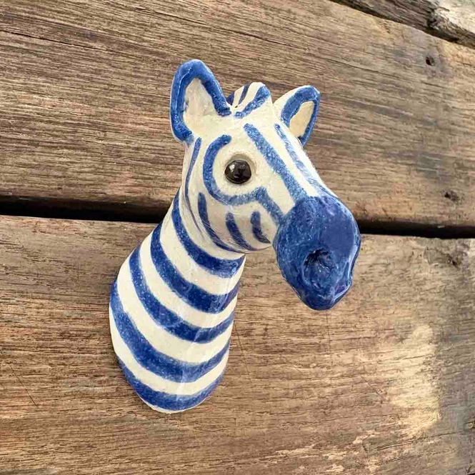 Hovedbilde Zebra mini, skulptur vegg ca 8-10 cm (blå M)