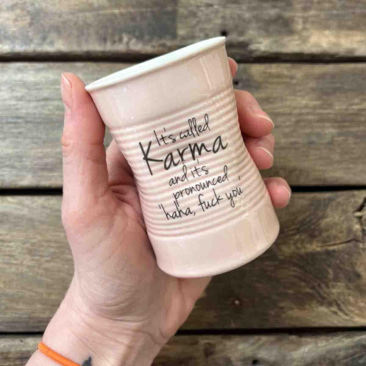 Karma, krus porselen 10 cm (rosa)