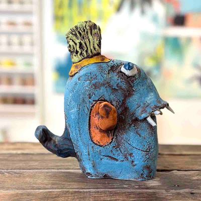 Blue fish, 23h cm skulptur