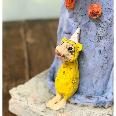 Blue party monkey, skulptur 55 cm