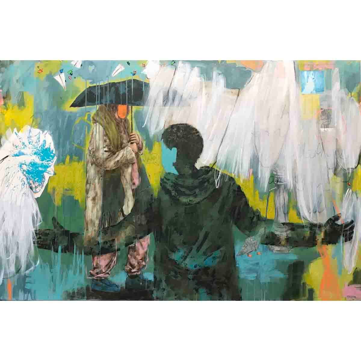 Birds of a feather, 150x100 maleri