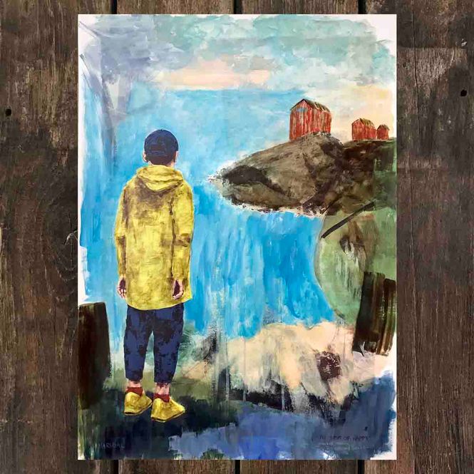 Hovedbilde My spot of happy, mixed media 50x70 cm