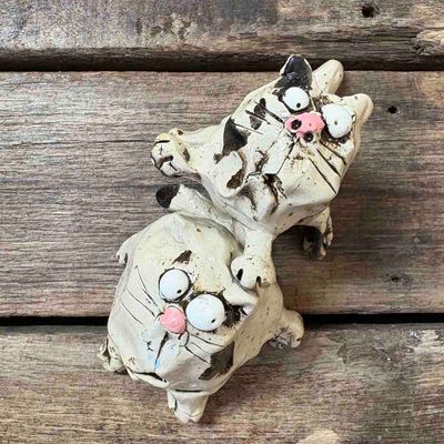 Mini katt, skulptur keramikk ca 7 cm h (8)