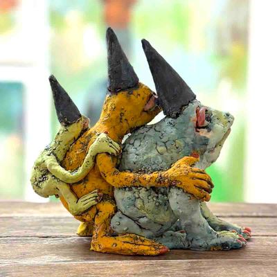 Frog family, skulptur 20x20x12 cm