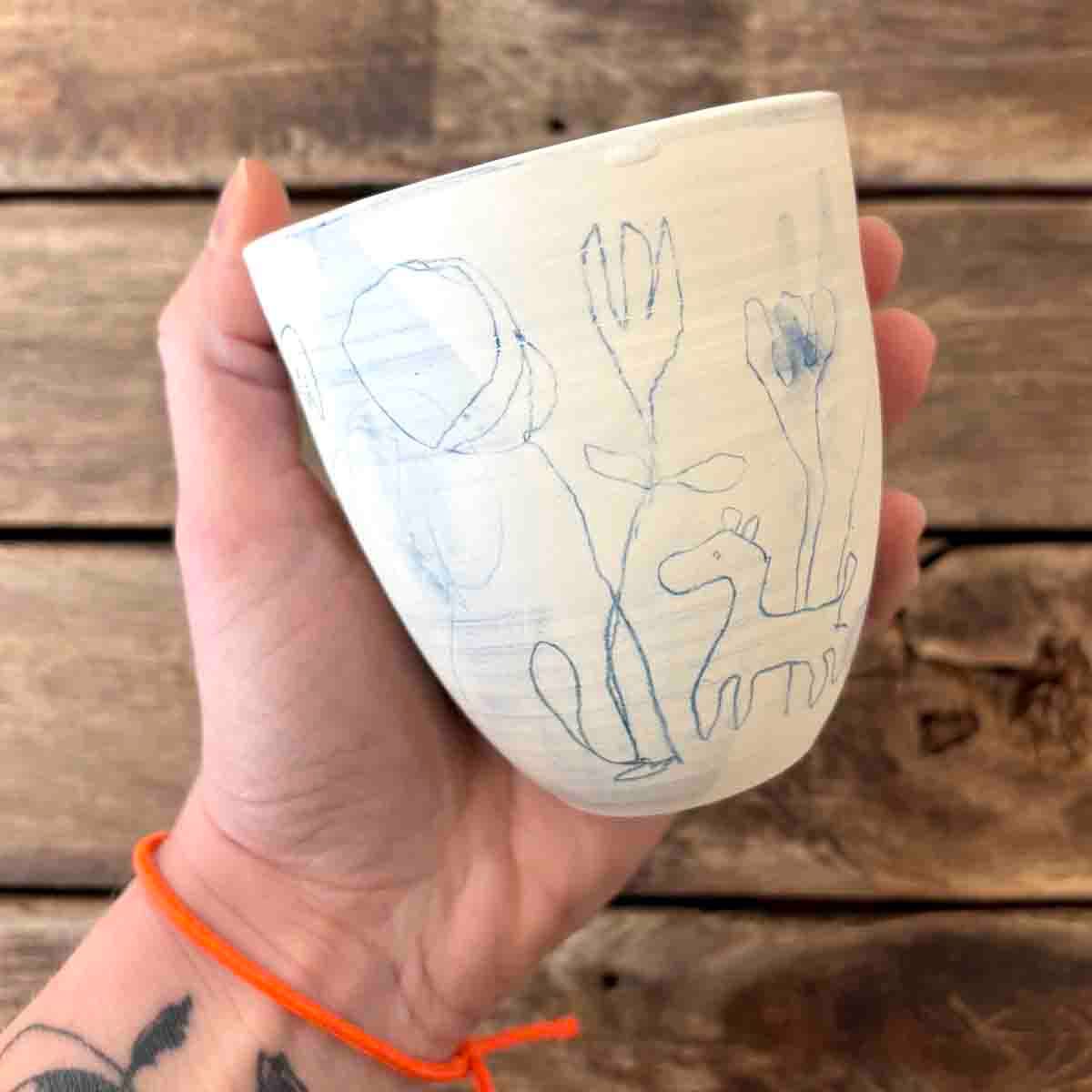 Malerisk krus, porselen 10 cm (P04)