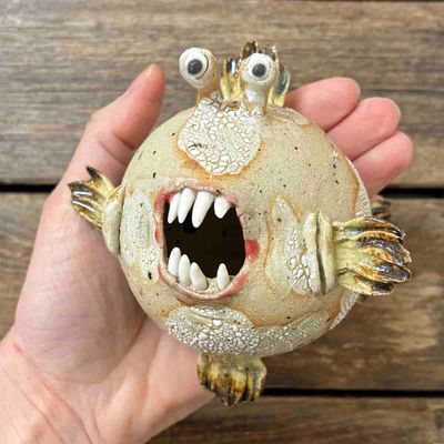 Kulefisk, vegg-skulptur (kropp ca 9x9 cm) (no.69)