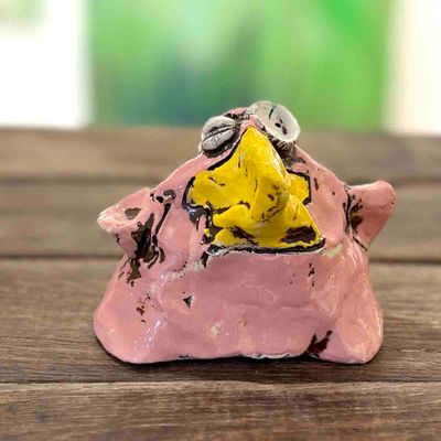 Rosa pipp med hår, 8x10 cm skulptur
