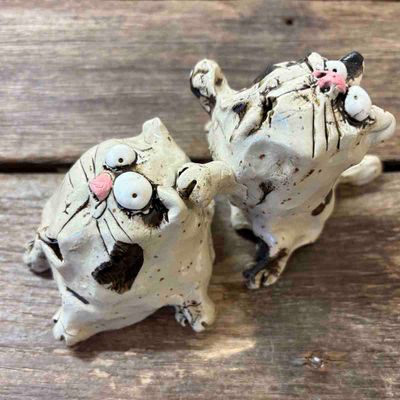 Mini katt, skulptur keramikk ca 7 cm h (8)