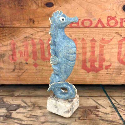 Sjøhest, skulptur ca 18 cm (blå)
