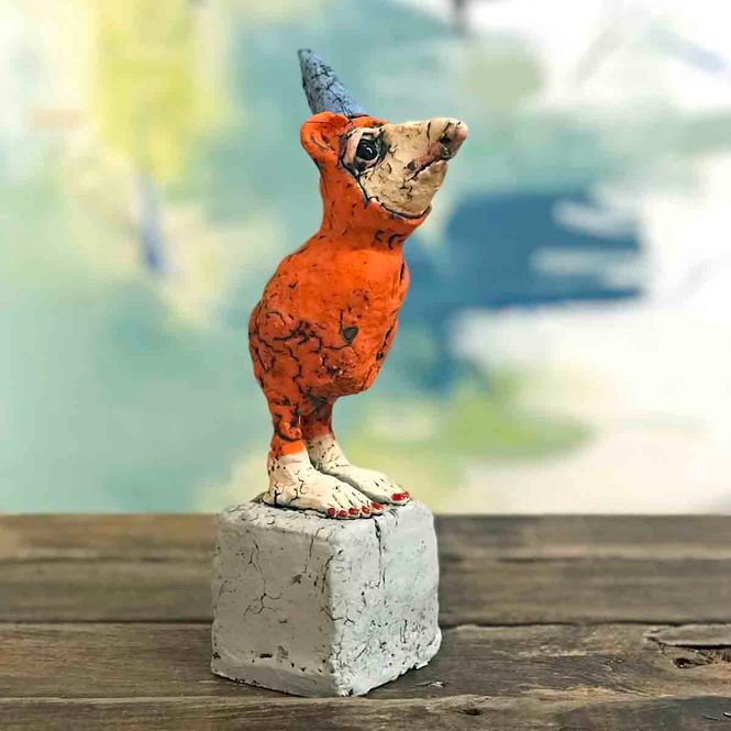 Hovedbilde Party-hamster oransje, skulptur 24 cm
