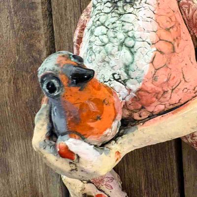 Bird frog, skulptur vegg 27 cm